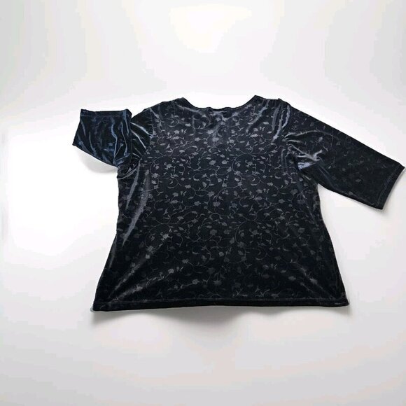 Gemilli Cardigan Women 2X Black Velvet Floral Burnout 3/4 Sleeve VTG Goth Witchy - Picture 10 of 12